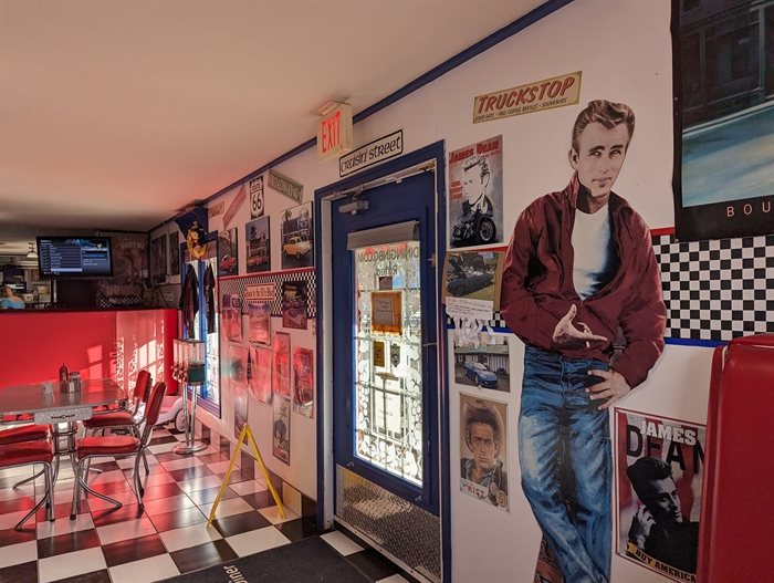 James Dean is one of many 1950s stars showcased at Route 97 Diner in Westwold. 