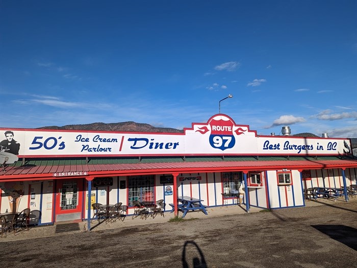Route 97 Diner is a 1950s style diner located at 4901 on the Kamloops – Vernon Highway. 
