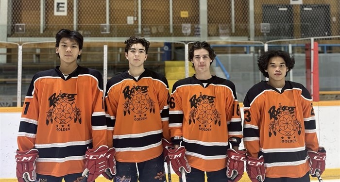 The Golden Rockets Indigenous players from left to right are Deegan Wapass, Jake Yakubowski, Draeden Bear and Nathan Andrew.