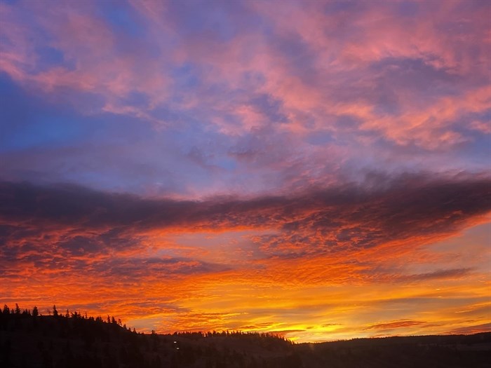 Many colours can be seen in this sunrise over Kamloops. 