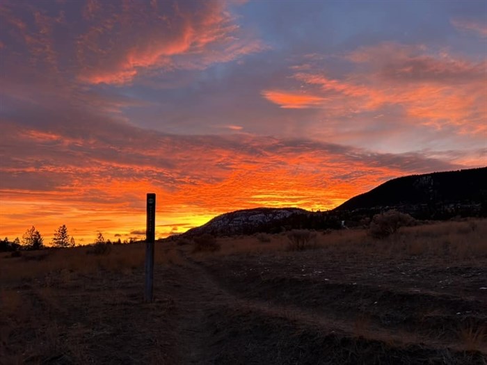 Bright orange and gold colours are seen in this sunrise over Kenna Cartwright Park in Kamloops. 