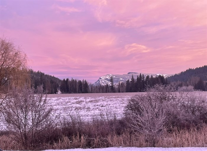 Pinks and purples are seen in this sunrise in the North Okanagan. 