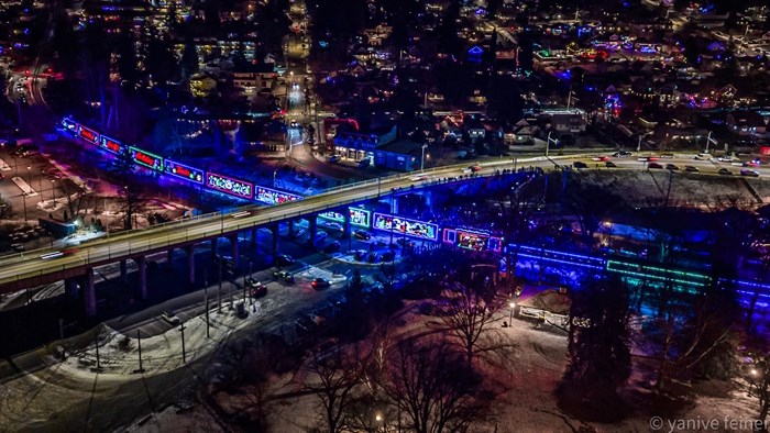 The CP Holiday train winding through Nelson, BC. 