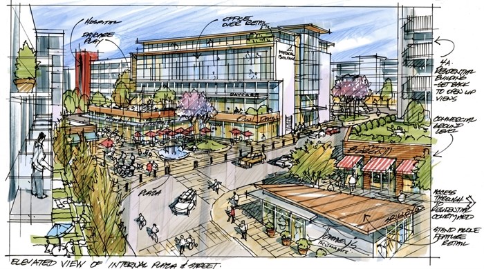 Sketches of what part of the "Innovation District" could look like.