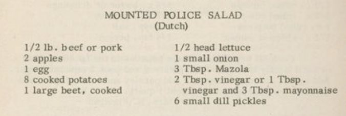 Recipe for the "Mounted Police Salad" from the C.W.L