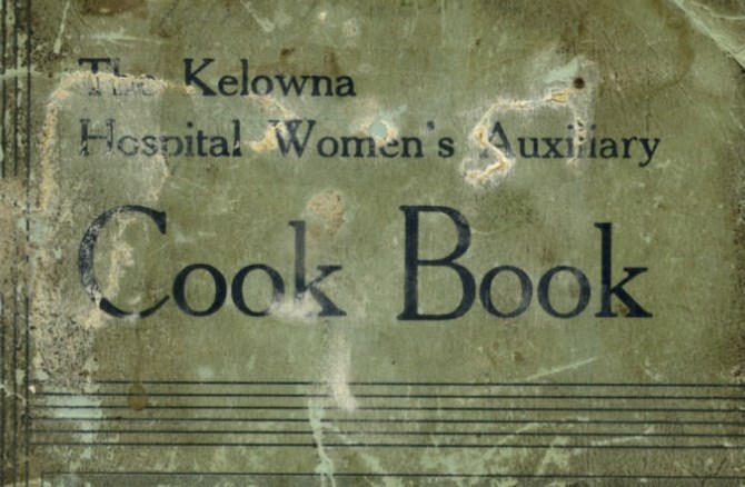 The cover of the Kelowna Hospital Women's Auxiliary Cookbook.