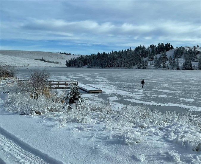 Edith Lake is frozen over near Kamloops. 