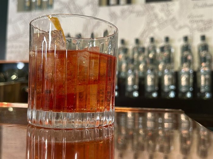 This Dec. 2023 image shows a Sipsmith Sloe Negroni in London. 