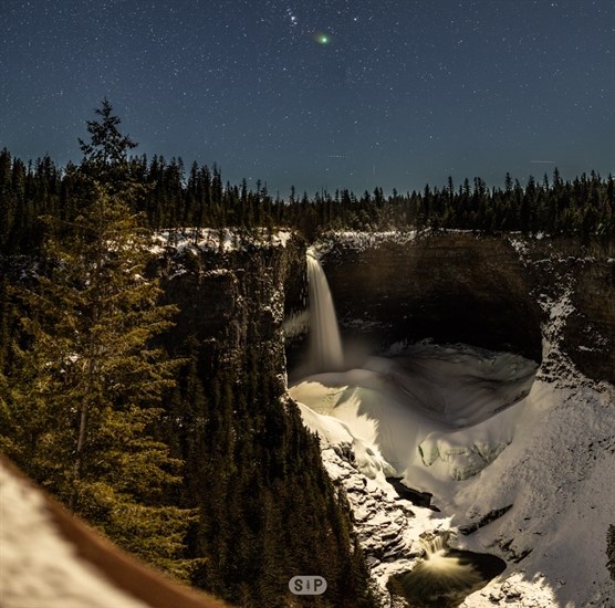 Kamloops photographer Hayden Scott captured Helmcken Falls in January of 2023 ,along with a comet and stars above. 