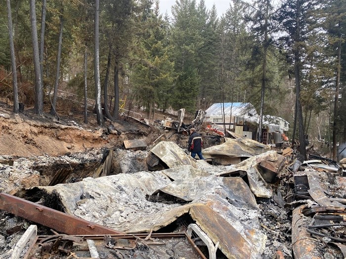 A mobile home and workshop burned down in an accidental housefire on Christmas Eve near Kamloops. 