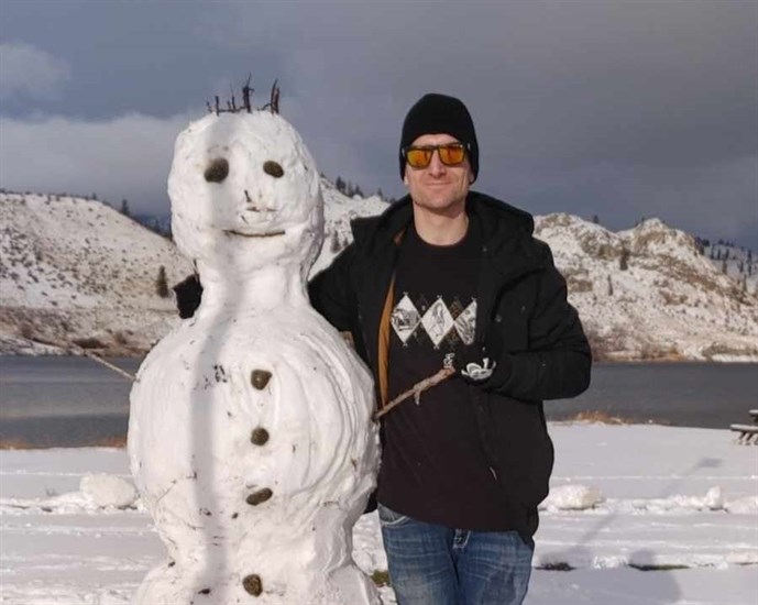 Connor Thorslund built a six foot tall snowman in Okanagan Falls. 