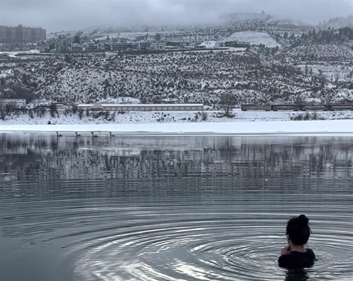 Kamloops resident Rikki Andrew takes cold plunges in the winter. 