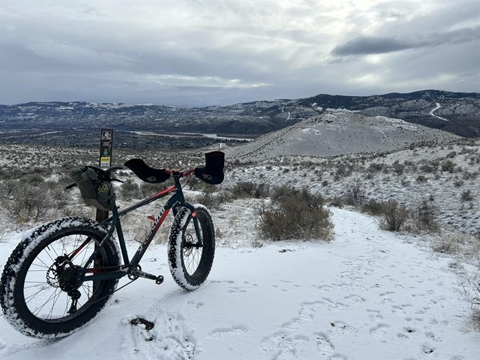 Kamloops adventurer Dave Blackmore goes fat baking on snowy trails in the winter. 