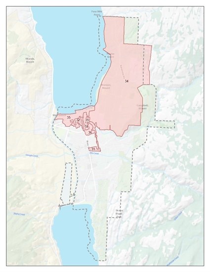 Map of area of Penticton with no power as of 10:50 a.m. Jan. 11, 2024.