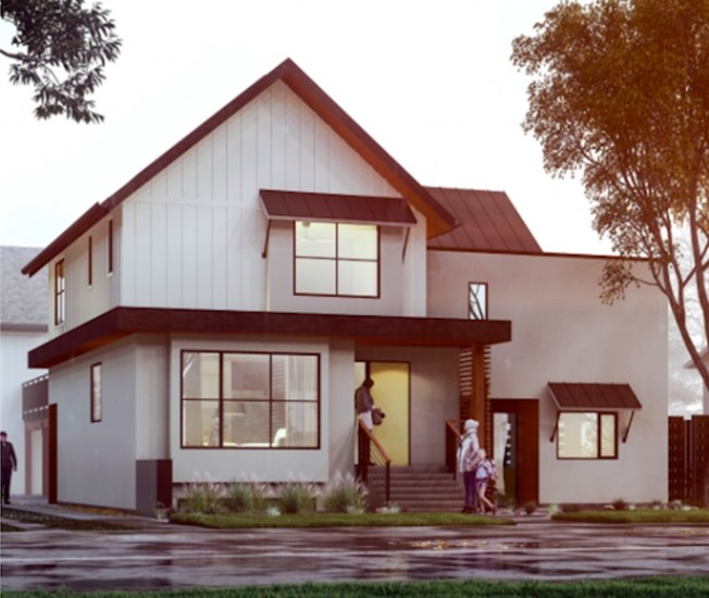 One of the preferred fourplex designs selected by the City of Kelowna.