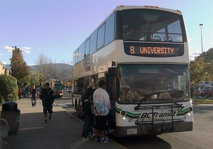 A Kelowna Regional Transit double-decker but is seen at the Orchard Park mall exchange in October, 2010.