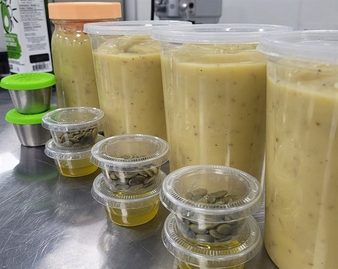 Pickle & Sprout in Kamloops puts fresh homemade soups and salad toppings in reusable containers for pickup or delivery.