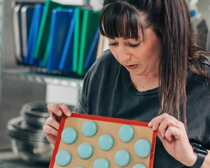 Ashley Funk is the owner and baker at Mary Ann's Macarons in Kamloops. 