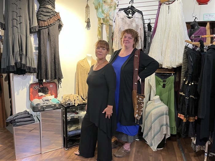Arwen Williams (left) and Jenna Dittrich run Instinct Adornment, a handcrafted clothing and piercing shop on Victoria Street in Kamloops. 
