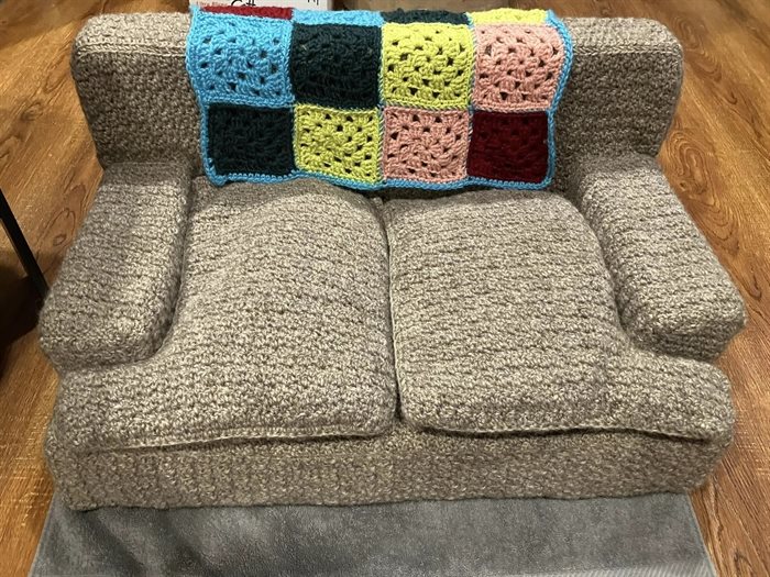 A crocheted cat couch made by Kamloops resident Laurie Waddell. 
