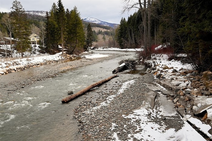 The snow on the Coldwater River in Merritt is melting. 