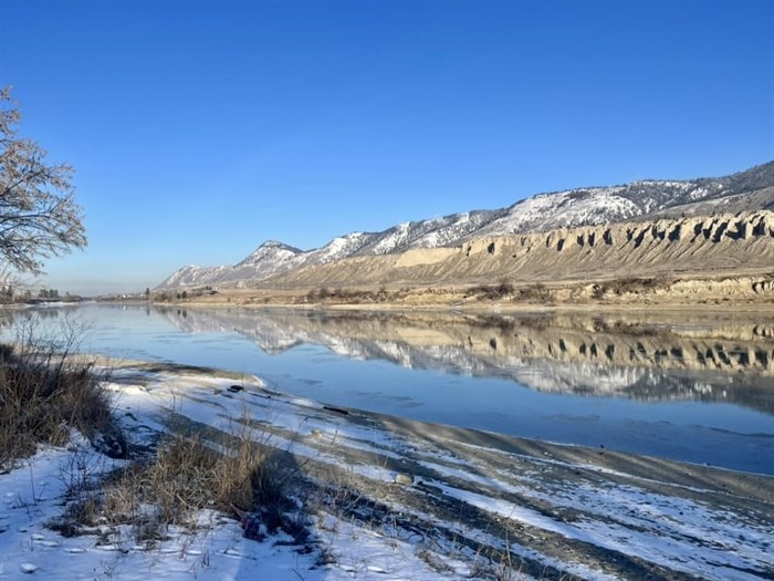 The Thompson River in Kamloops as viewed on a crisp but sunny winter day. 