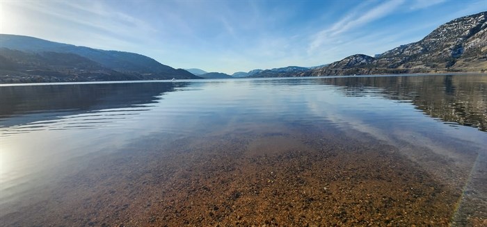Skaha Beach in the South Okanagan appearing calm in the early morning hours. 