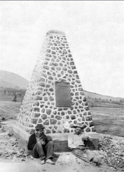 This cairn is still in place. This is a 1949 photo.