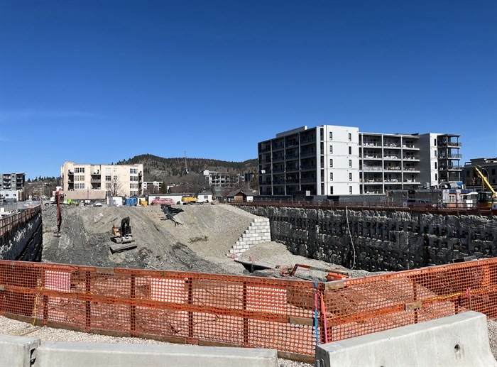 Hadgraft Wilson Place is visible on the right side of the photo next to UBCO's downtown construction site.