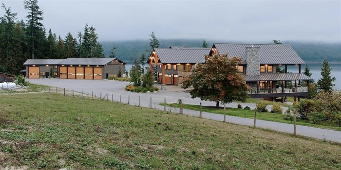 A wide view of this $30 million mansion on Shuswap Lake.