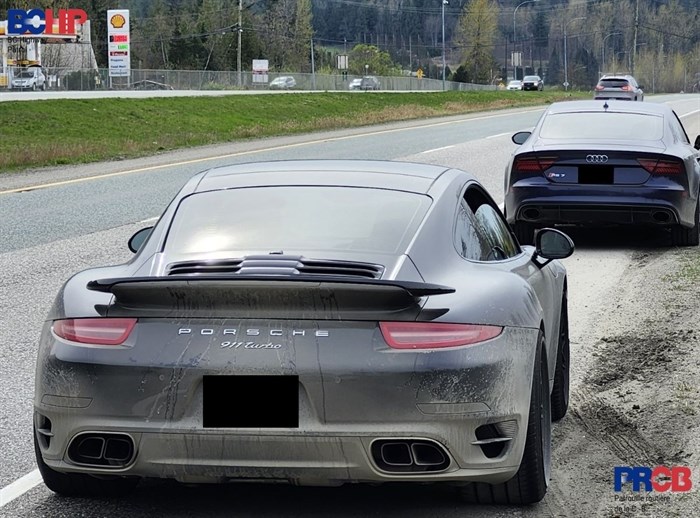 Two drivers, one in a rented Porsche and the other in a Audi, were caught driving twice the speed speed limit on Highway 1 in Chilliwack.