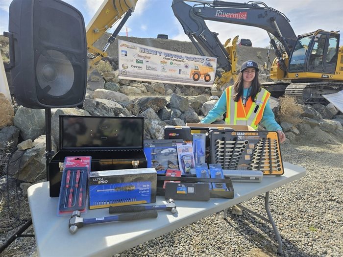 High school student Morgan Lessard won a Forestry Safety Award of a tool box at the Heavy Metal Rocks program in Kamloops. 