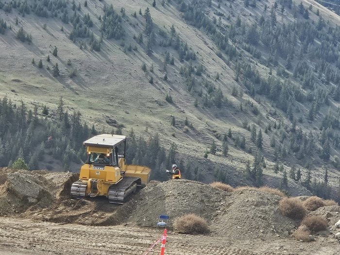 Students operate a bulldozer at the Heavy Metal Rocks program in Kamloops. 