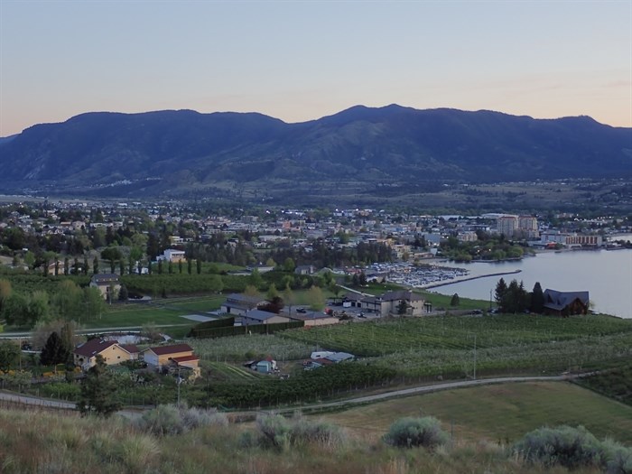 This view shows the city of Penticton from the Chute Lake Myra Canyon rail trail. 