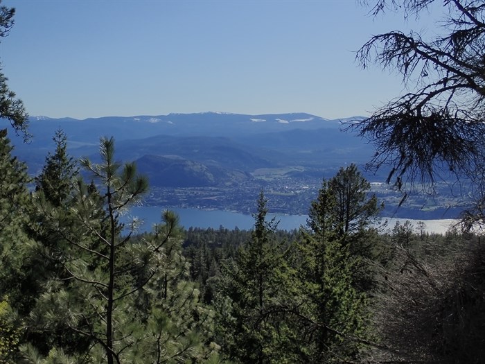 The city of Summerland can be viewed from the Chute Lake Myra Canyon Rail Trail. 