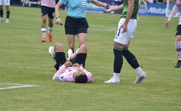 A player recovering from a foul.