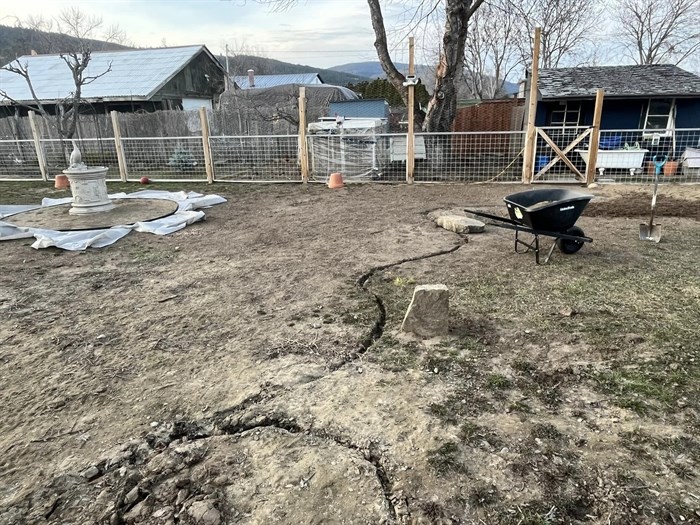 Work is underway on a backyard in Heffley Creek. 