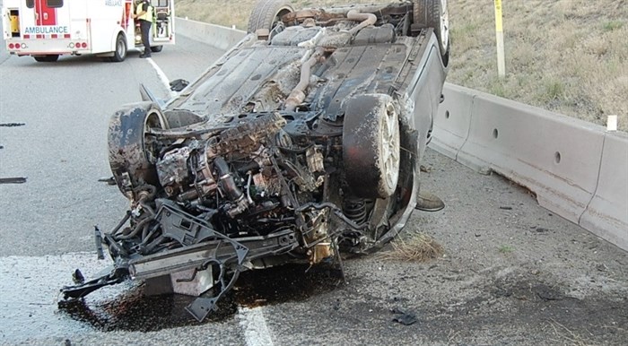 A driver rolled their car going nearly double the speed limit on the William Bennett Bridge in West Kelowna earlier this week.