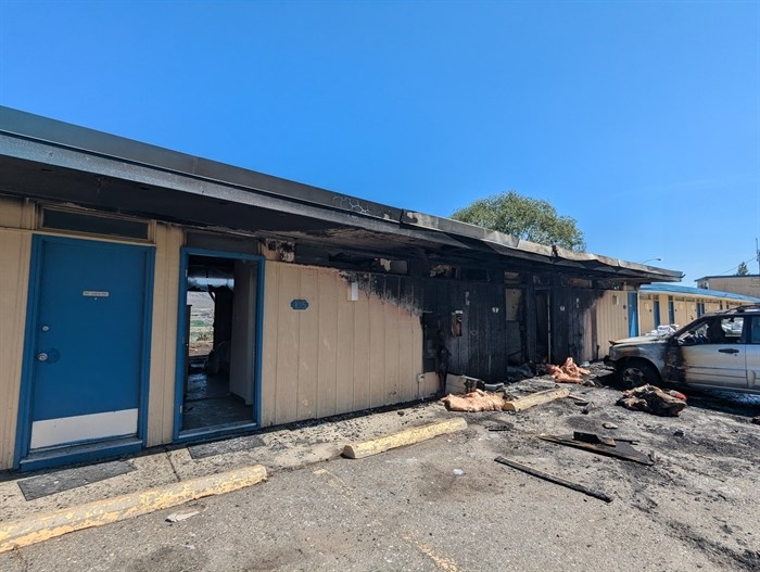 Another angle of the scene of the fire at the Hospitality Inn on July 13, 2024.