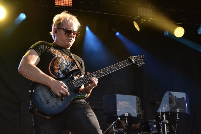 Daughtry's lead guitarist Brian Craddock on stage at Rock the Lake on July 13, 2024. 