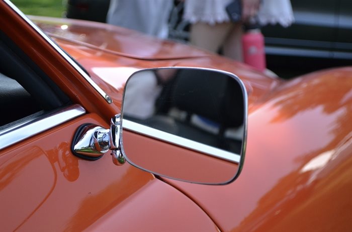 The side mirror on the Karmann Ghia in Kelowna