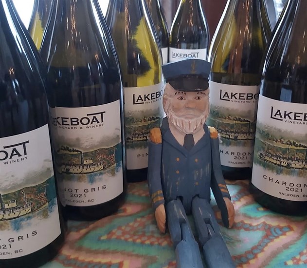 Lakeboat Winery wines and the captain