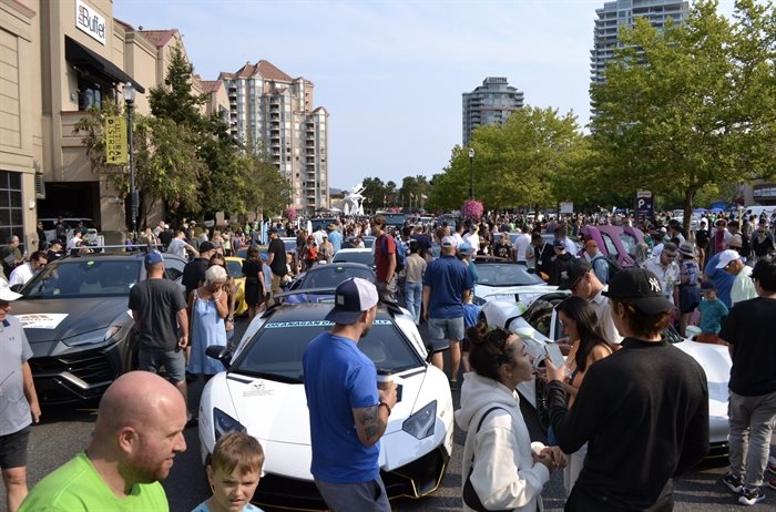 The crowd at the Okanagan Dream Rally seen from the start line on Water Street in Kelowna on July 27, 2024. 