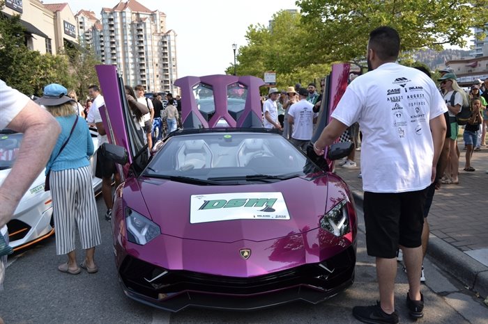 A purple Lamborghini at the Okanagan Dream Rally on July 27, 2024. 