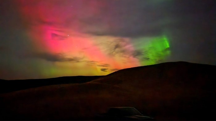 All the colours of the aurora can be seen in skies over Kamloops. 