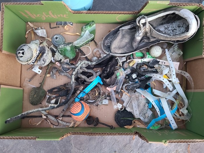 This garbage was collected from a scuba diver in Osoyoos Lake. 