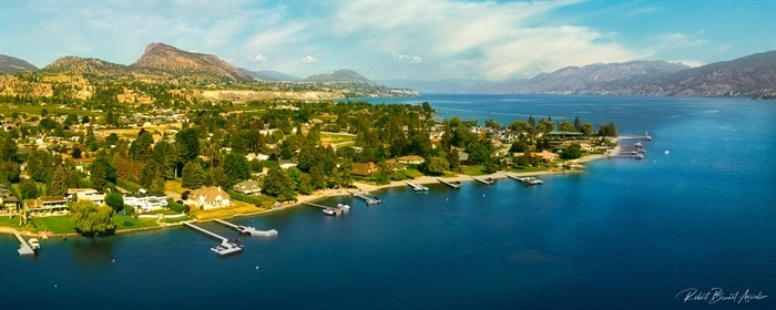 Summerland is seen from above on a bright sunny day. 