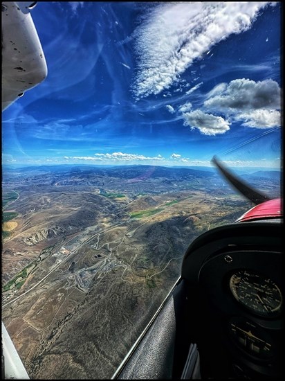 Cache Creek is viewed from a Cessna 172. 