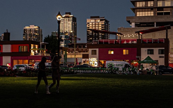 The nightlife is captured during Labour Day in downtown Kelowna. 