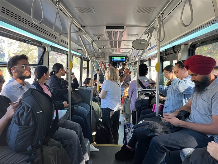 Crowded Kelowna city bus. 